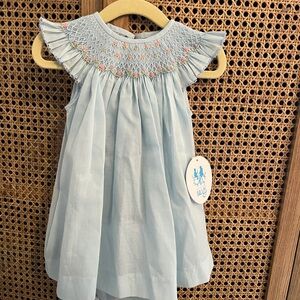 NWT 6-9M Luli & Me Sky Blue Smocked Dress